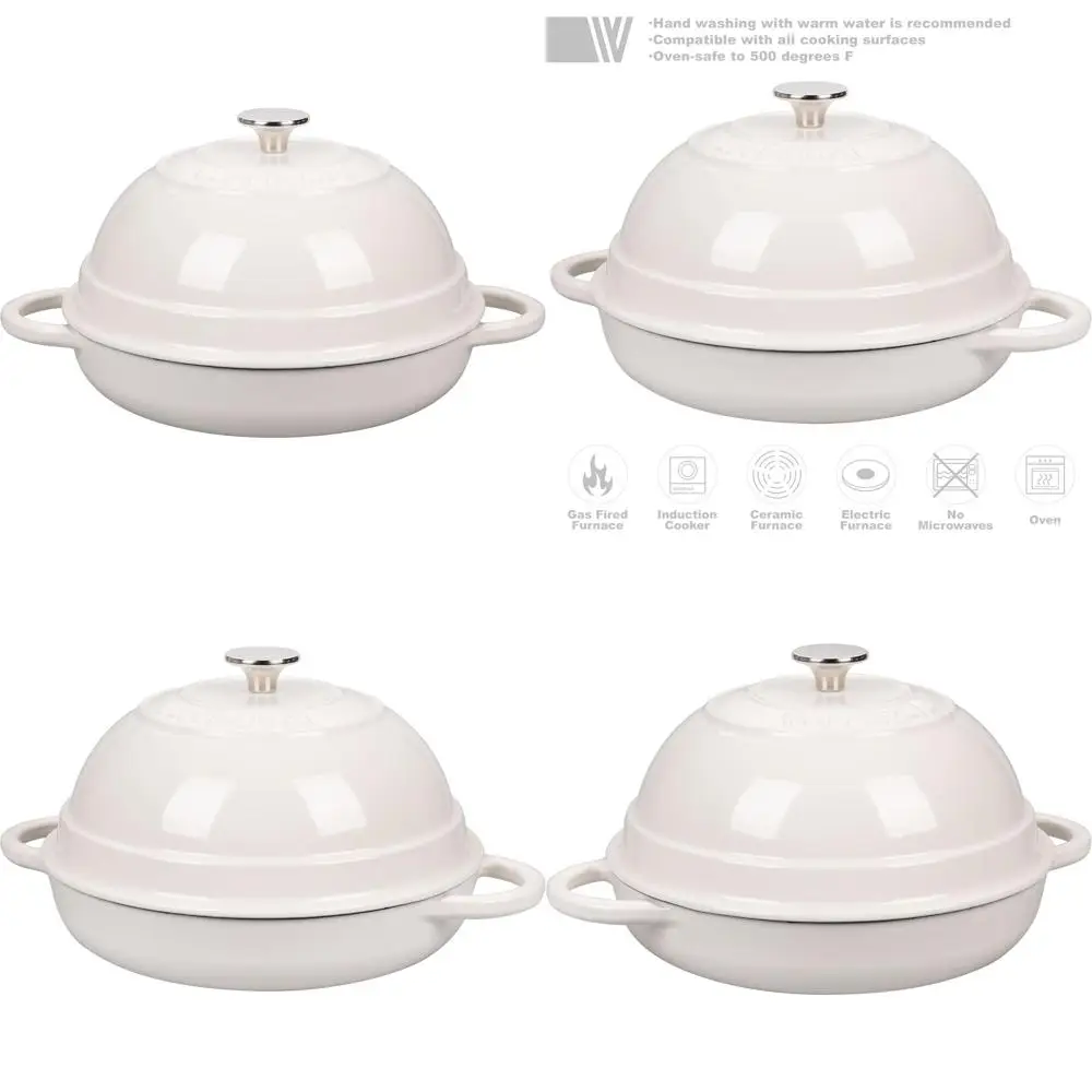 

Эмалированная чугунная голландская духовка с крышкой, 6 литров, белая, идеально подходит для выпечки хлеба и использования в духовке, большая вместимость, вкусная выпечка Br