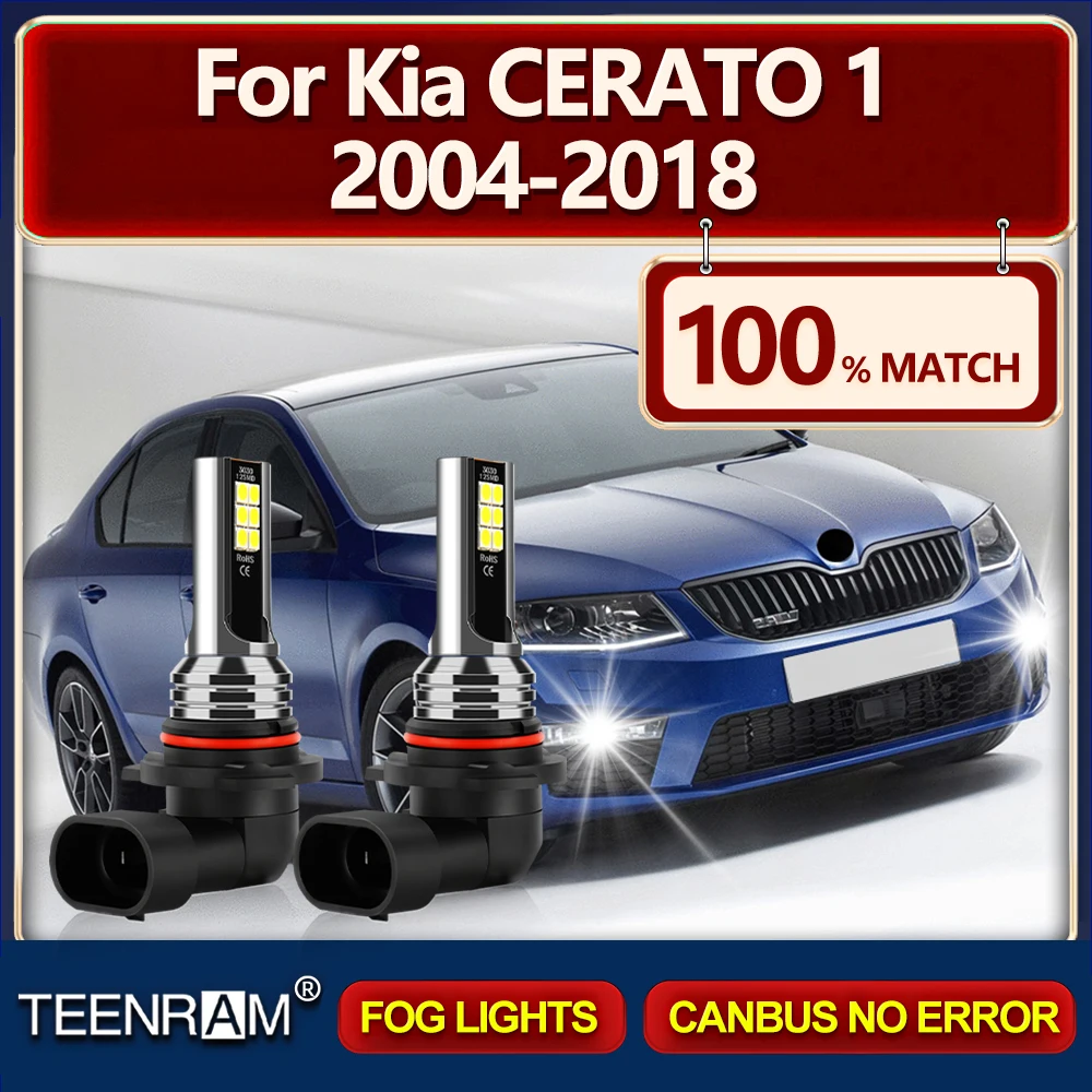 2Pcs 9006 HB4 LED Car Fog Lights Bulbs 20000LM Auto Lamps 6000K 12V For Kia CERATO 1 2004-2012 2013 2014 2015 2016 2017 2018