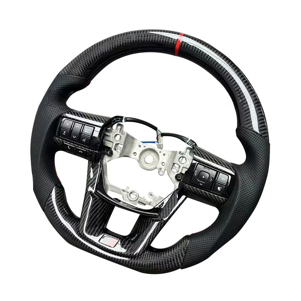 Customized Carbon Fiber Steering Wheel For Toyota Hilux Revo Fortuner 2011 2012 2013 2014 2015 2016- 2018 Innova GR Sport Racing