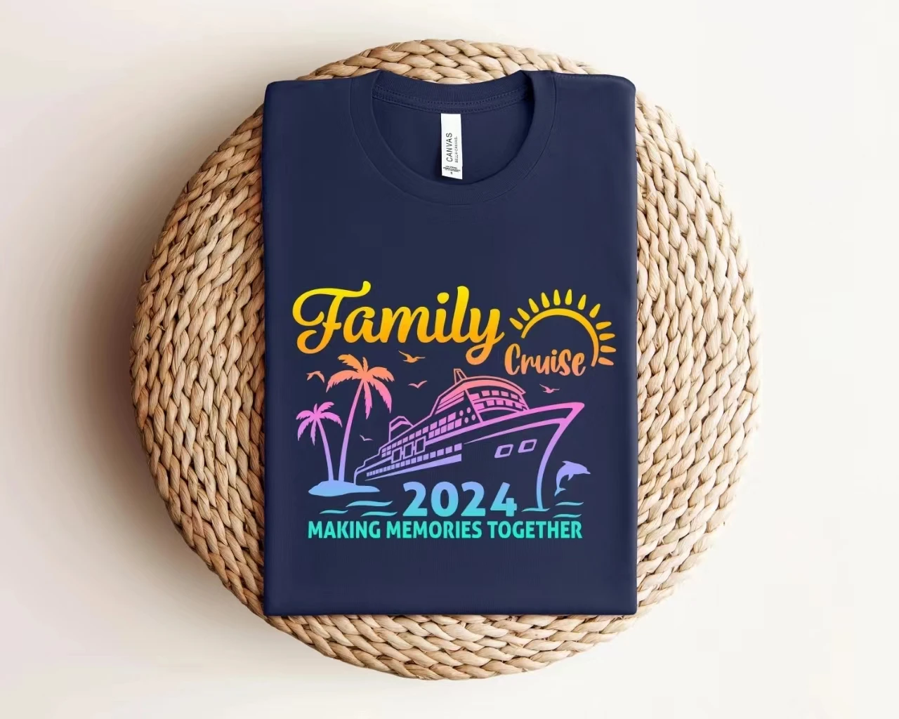 Family Cruise Making Memorise Together Slogan Women Sweatshirt Cartoon Chroma Cruise Liner Print Female Summer Outdoor Clothes