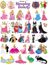 Disney Sleeping Beauty Aurora princess Iron on patches thermal stickers for children clothes decor Flex fusible transfer