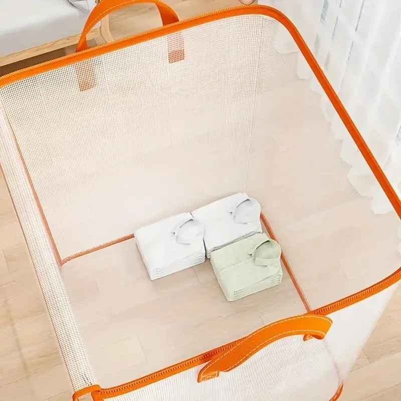 Extragroße Kleideraufbewahrungstasche Transparent Robuster Verstärkter Griff Faltbare Reißverschluss-Umzugstasche für Quilt Decke Bettwäsche – Detail 3