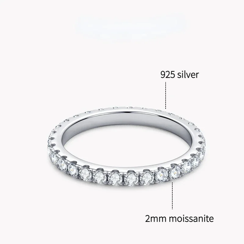 Cincin jari Moissanite asli cincin perak Sterling 100% 925 warna emas putih untuk wanita hadiah ulang tahun berkilau perhiasan bagus