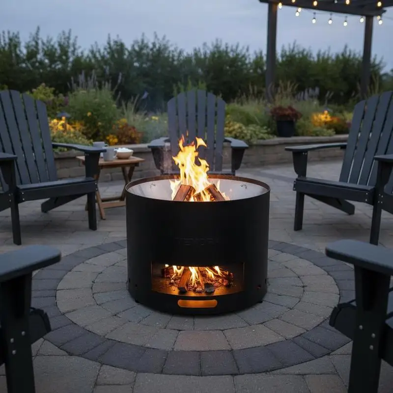 Portable Fire Pit 12.6 x 15 inch For Outdoor Patio Camping Backyard, Wood Burning Fireplaces Removable Ash Pan Metal Structure Outdoor Heating Gear