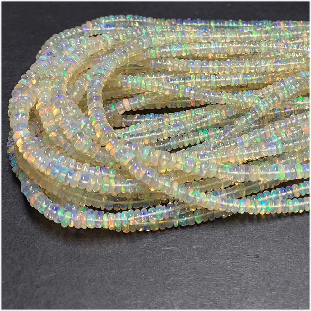 Veemake White Yellow Fire Opal Rondelle Beads Jewelry Design Making Natural Gemstones Crystal DIY Necklace Bracelets Earrings