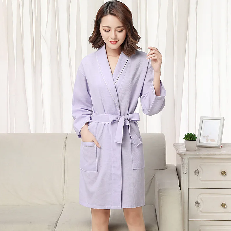 Women's Bathrobe Knit 100% Cotton Sleepwear Clothes Autumn Winter Home Robe Kimono Wedding Dress Ladies Night Wear Shower Gowns