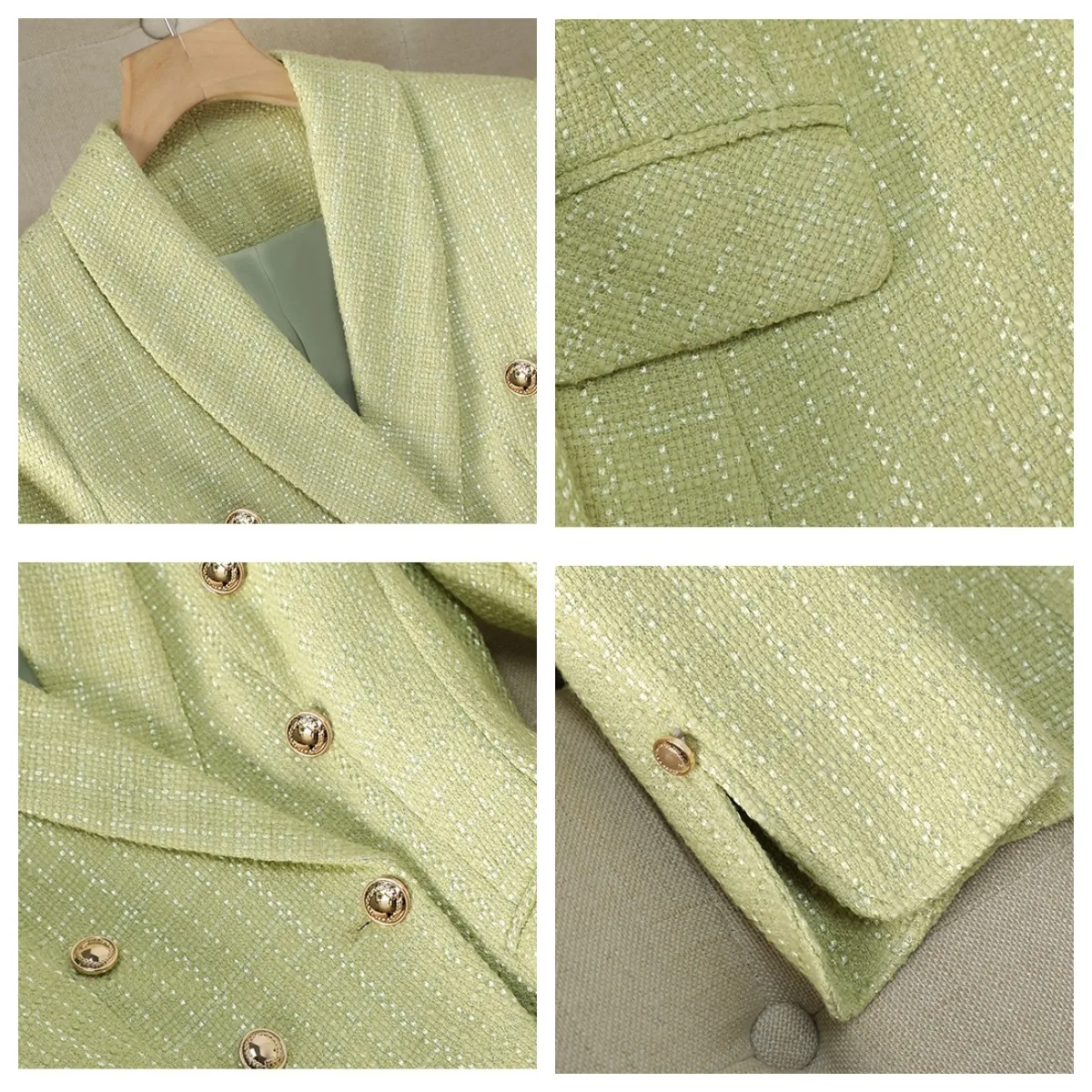 Women Blazer Jacket Long Sleeve Double-Breasted Female Casual Coat Autumn Winter Office Ladies Business Work Wear Formal Coats