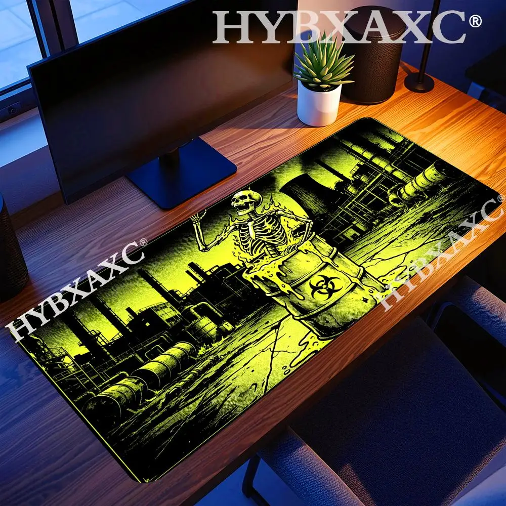 HYBXAXC Toxic Waste Skeleton Desk Mat Radioactive Neon Green Gaming Rubber Mouse Pad Base Ideal for Daily Office Work and Gaming