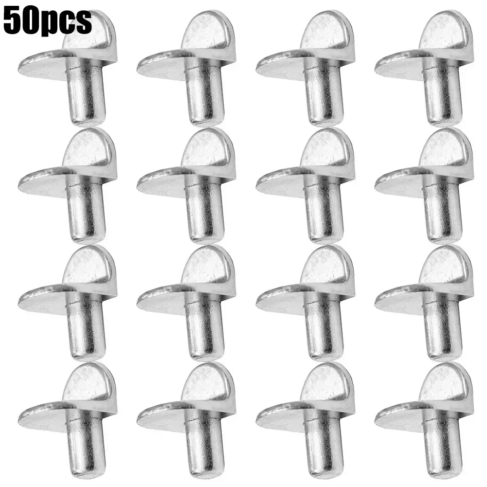 50pc Shelf Brackets Support Studs Pegs 5mm Metal Pin Shelves Seperator Fixed Cabinet Cupboard Wooden Furniture Bracket Holder image 3