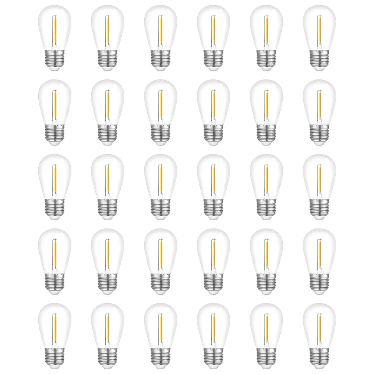 

30-Pack Outdoor String Light Bulbs, Waterproof S14 Replacement Bulb, E26 Base Warm White