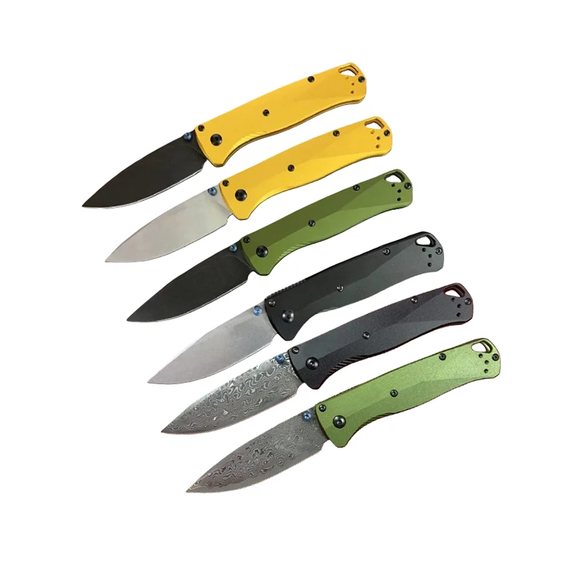 BM535BK-07 Collapsible Faca D2/Damascus Blade Aluminum Alloy Handle EDC Survival Tool Knives