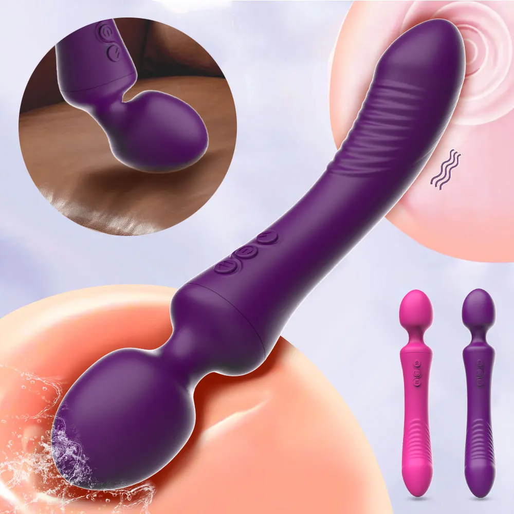 Powerful Dual AV Vibrator for Woman Magic Wand Massager Clitoris Stimulator G Spot Silicone Adult Sex Toys Female Masturbation