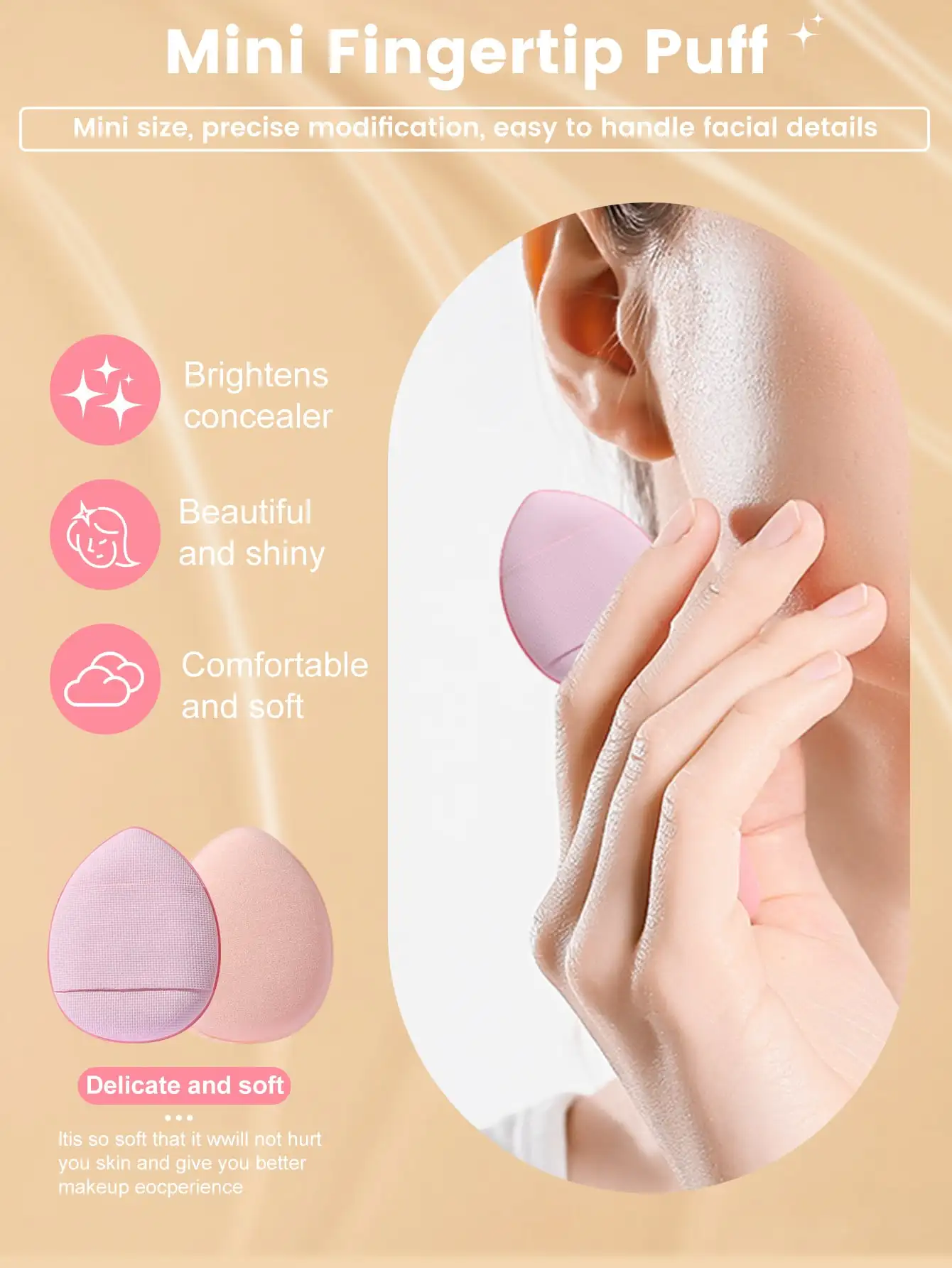 ソフトトライアングルメイクアップパフセット,クリーム,パウダー,コンシーラー,ルースパウダーに最適,完璧な顔に役立つ,6個