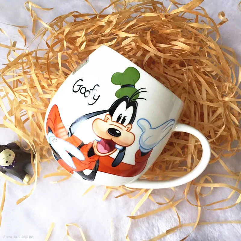 Disney Mickey Mouse Minnie Mouse Goofy Coffee Mugs Cute Cartoon Donald Milk Mugs Fashion Mugs Handle Kids Water Cup 300ML