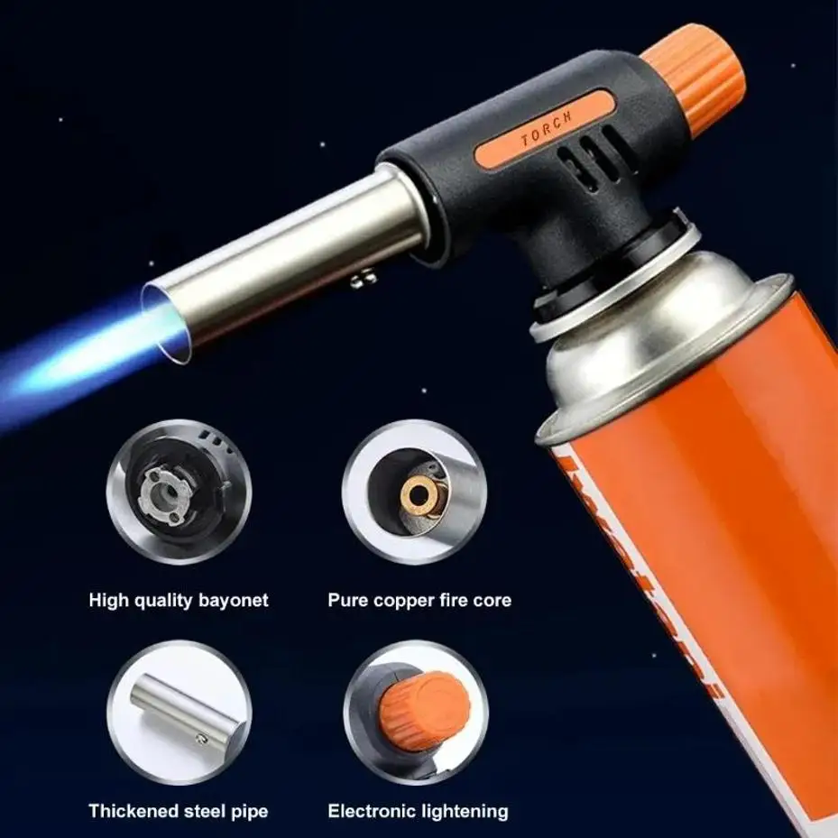 Automatic Ignition Baking Welding Tool Gas Blowtorch Flamethrower Butane Burner Suitable For Barbecue Camping Outdoor Flame Gun