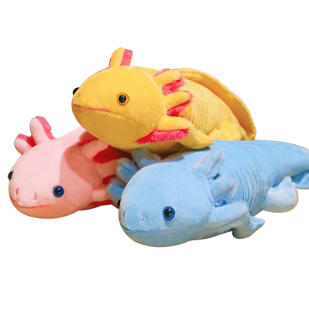45cm Kawaii kolorowy Newt pluszowa zabawka nadziewane śliczne Axolotl Salamander rozmyte pluszowe ryby uspokajająca długa poduszka poduszka dla dzieci prezent