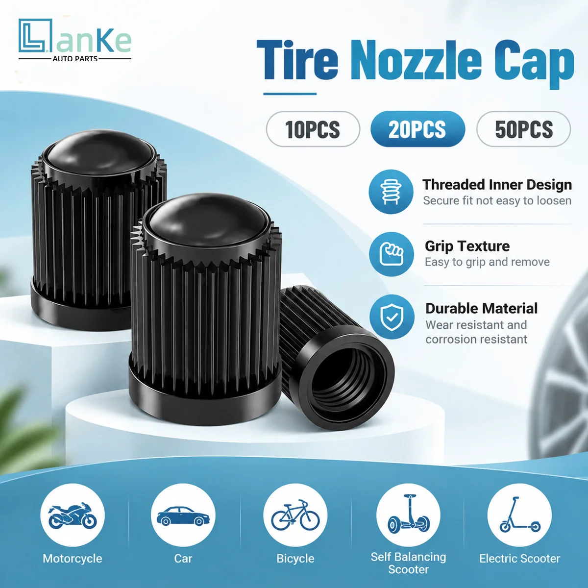 Lanke Universal Car Tire Valve Caps Stylish Wheel Valve Stem Covers  Protective Accessories For Auto SUV Truck Motorcycle