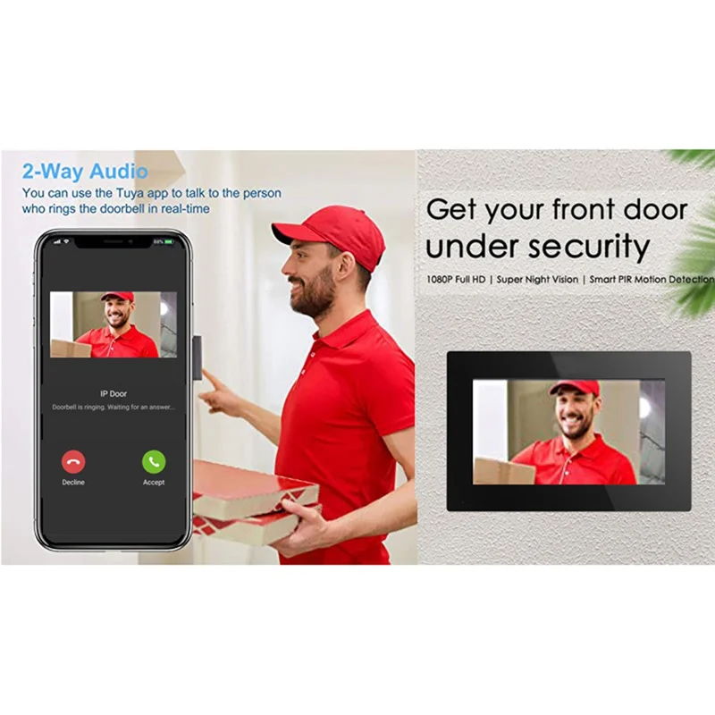 A003 TUYA Wifi Video Doorbell Intercom System With 10Inch Touch Monitor Security Protection For Villa Home EU Plug