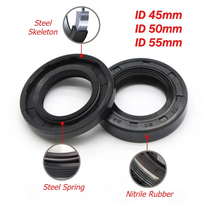1PCS TC NBR Oil Seals ID 45/50/55mm OD 55mm - 110mm THK 7/8/9/10/12mm Nitrile Rubber Double Lip Oil Sealing Rotary Shaft Gaskets