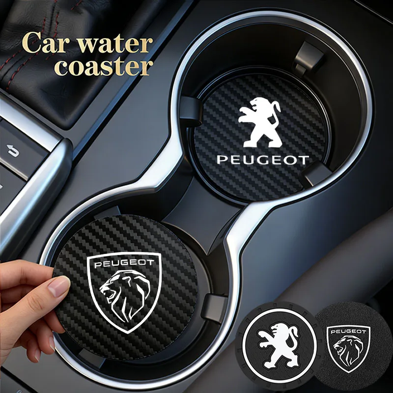 2Pcs Car Cup Mat  Auto Cup Slot Non-Slip Coaster For Peugeot 206 307 308 207 3008 208 407 508 2008 5008 301 406 408 607 4008 107