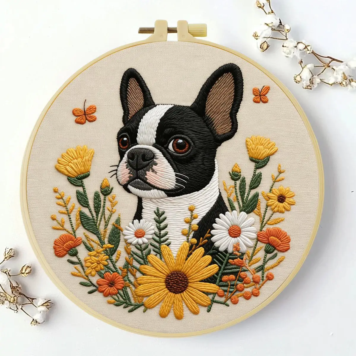 1 Stück 20X20CM/15X15CM 7,87/6,3 Zoll Hund-Stickerei-Starter-Kit DIY-Kit DIY-Stickerei-Set für Anfänger Heimdekoration – Detail 2