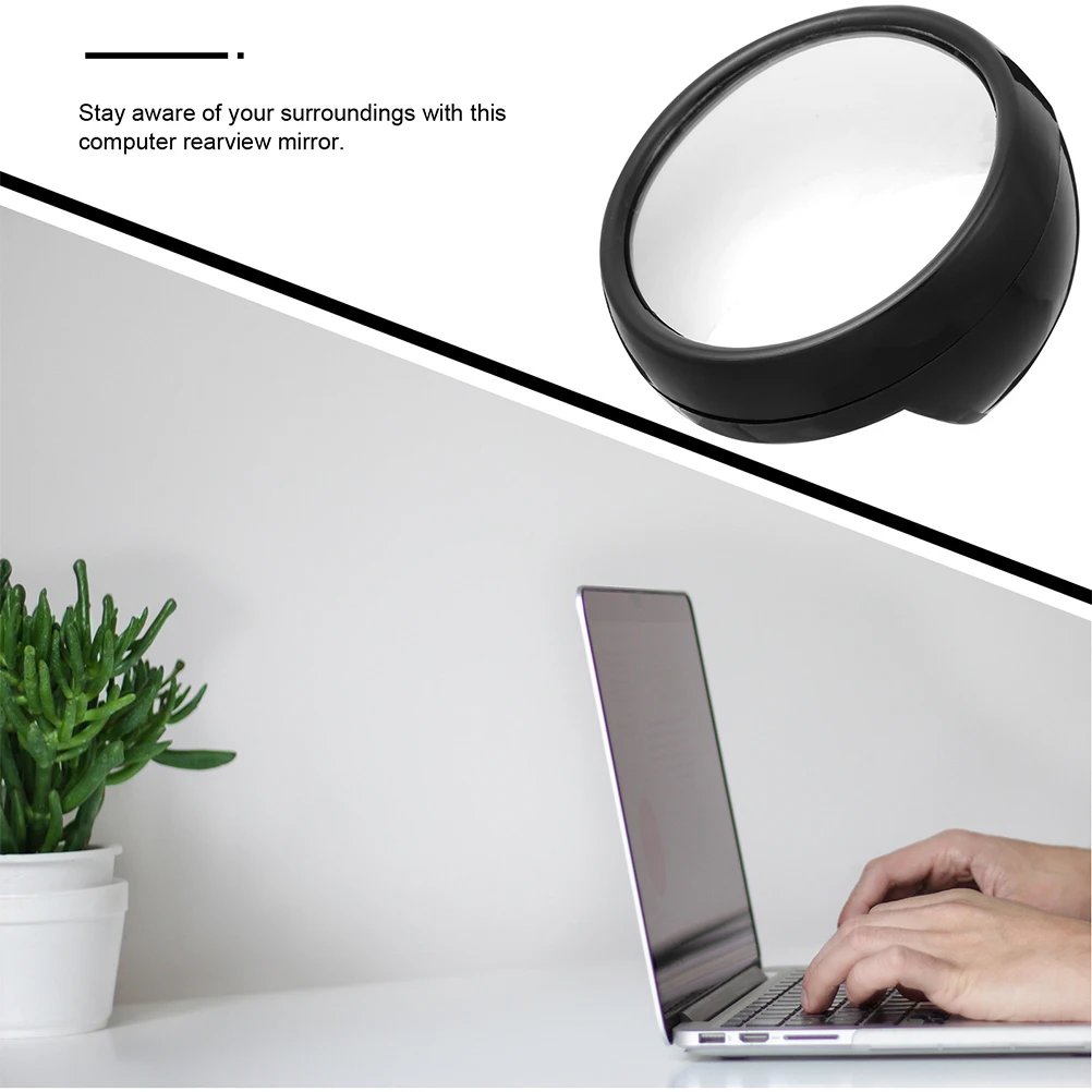3pcs Rearview Mirror Magnifying Computer Monitor Office Desk Accessories Black Acrylic PC Material Convex Mirror Easy Install
