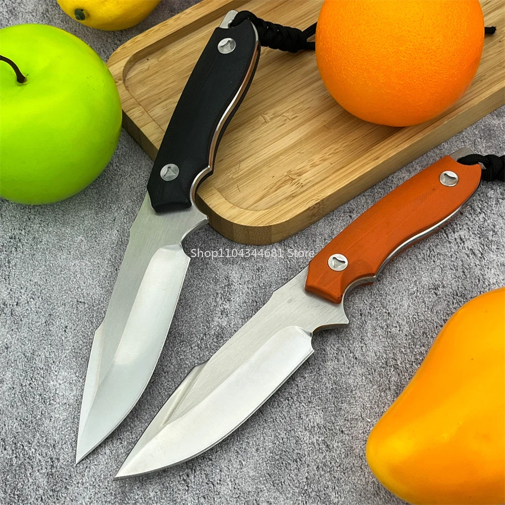 Household Paring Knife 8Cr13Mov Fixed Blade Multi-function Straight Knife G10 Handle Chef Slicing Knife Paring Knife with Sheath