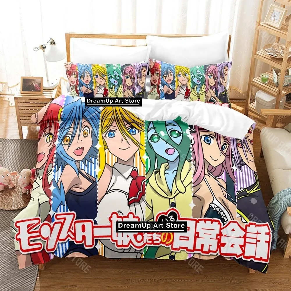 3D Printed Everyday Life with Monster Girls Bedding Set for Boys Girls Duvet Cover Twin Queen King Full Single Double Sizes