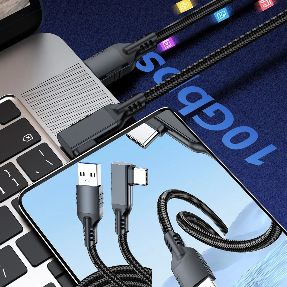 5M Long 90 Degree VR Link USB 3.2 Type A To C Braided Cable - Oculus Quest 2 3 Pico 4 PS4 iPhone Pro Max Phones PC Data Charging