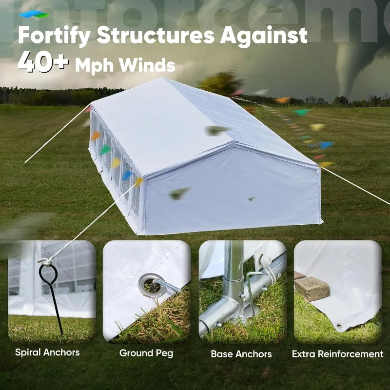 خيمة للحفلات والزفاف بطول 20 × 40 قدمًا - مظلة شديدة التحمل مقاومة للماء مع جدران قابلة للإزالة