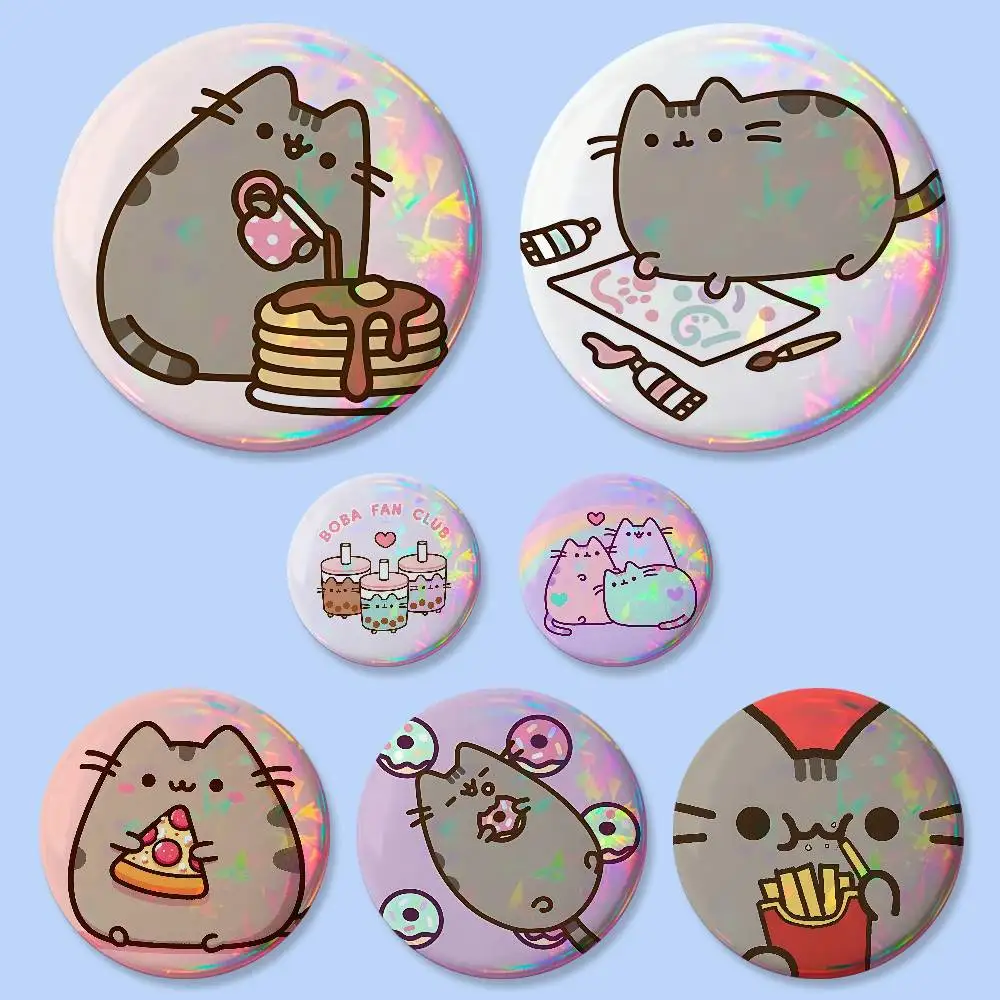 Insignias Kawaii P-pusheens, Botones Redondos Creativos, Broches, Decoración para Bolsos, Accesorios para Fans, Coleccionistas, Regalos para Amigos