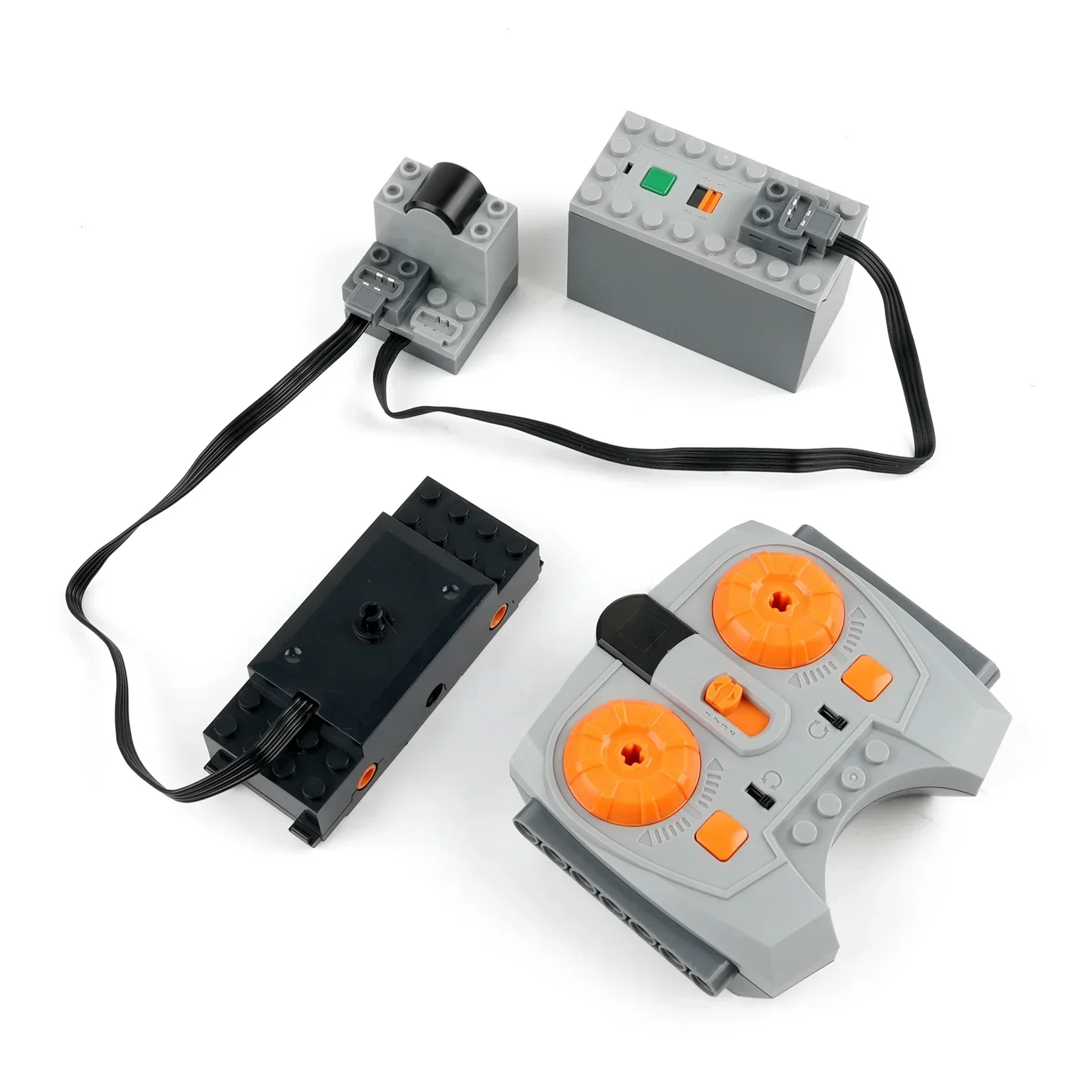 Bloques técnicos de Motor de vía de tren Moc, piezas de funciones de potencia, Control remoto + caja de batería AAA, ladrillos PF, accesorios de juguetes DIY