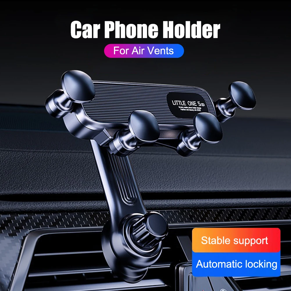 

Gravity Car Phone Holder Air Vent Mount Cell Phone Mount 360° Adjustable Navigation Stand for iPhone 14 13 12 Xiaomi Samsung