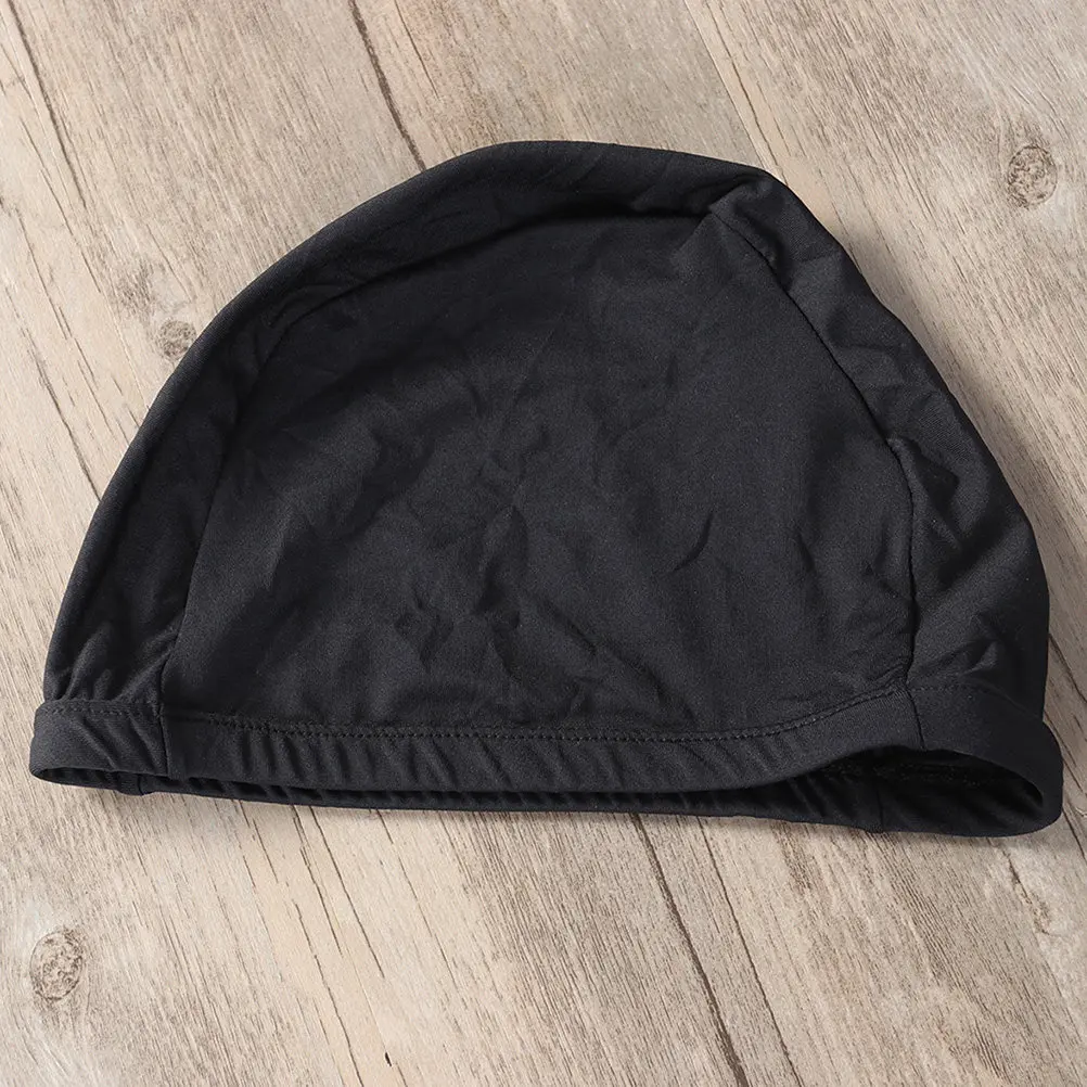 2Pcs Swim Caps Stretchable Polyester Comfortable Fit Swimming Caps Unisex Long Hair Protector Lightweight Black