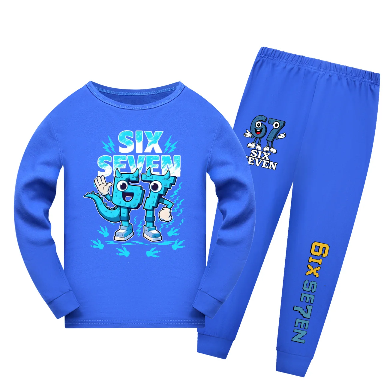 

Six Seven Funny Steal a Brainrot Kids Clothes Girls Pajama Set Boys Long Sleeve Trousers Pyjamas Sleepwear Suit