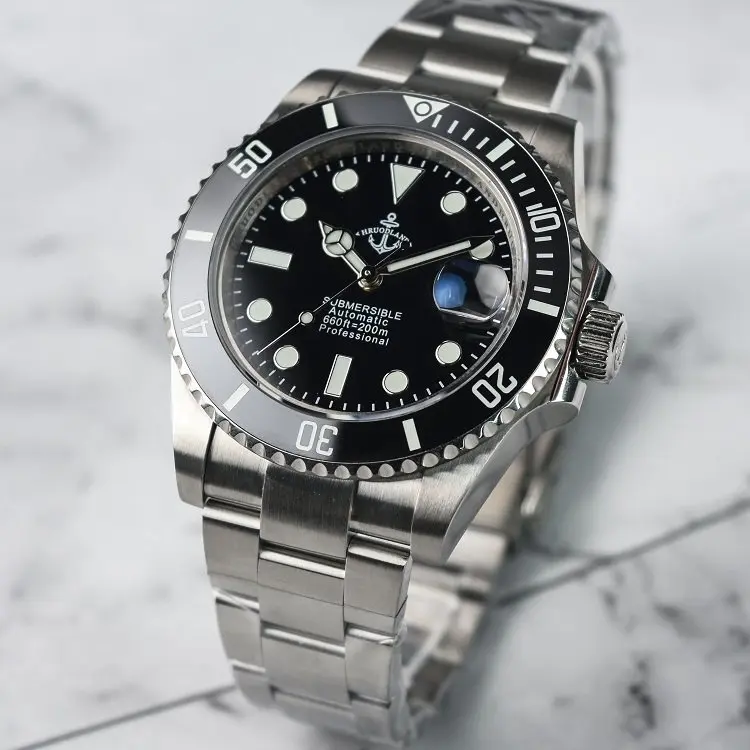 

Hruodland Men Automatic Watch 40.5mm Mechanical Wristwatch Diver 200M Waterproof BGW-9 Luminous Sapphire Mirror PT5000 SW200