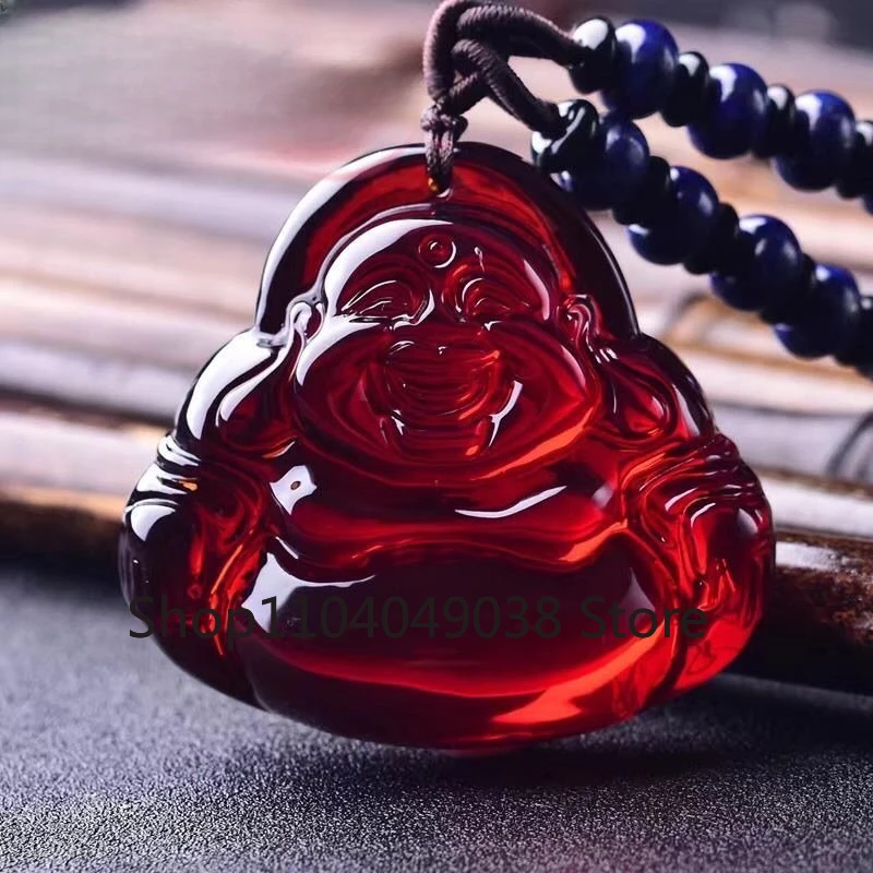 Red Baltics Blood Pearl Maitreya Pendant Amber Beeswax Belly Laugh Buddha Joker Pendant Necklace Pendant