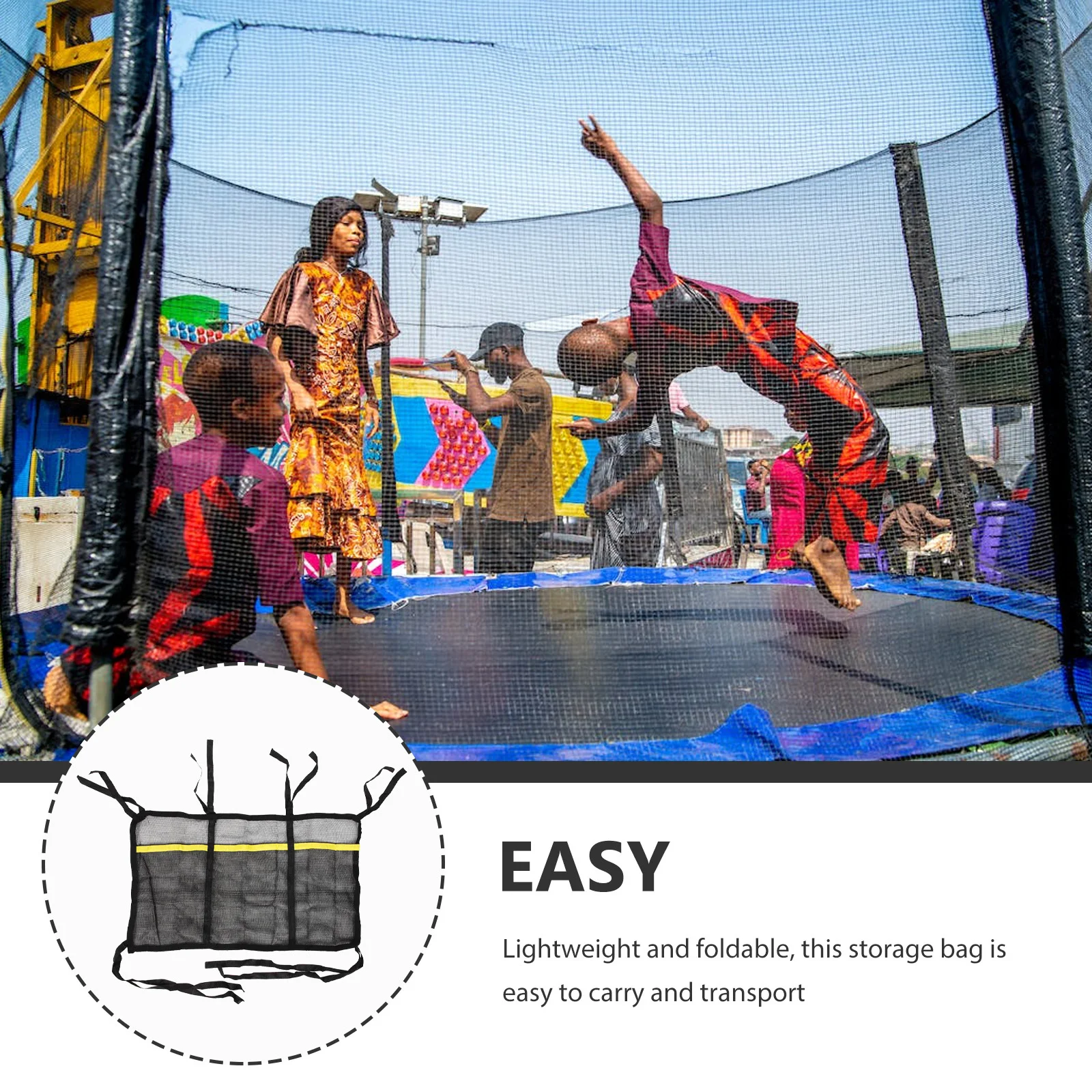

Trampoline Shoes Organizer Hanging Mesh Pouch for Storing Footwear and Essentials Clutter-Free Trampoline Area Solution