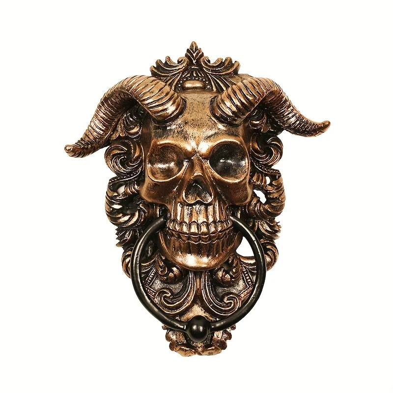 1pc Goat Skull Door Hanging Resin Hell Demon Skull Decoration Pendant Door Knocker Gothic Door Knocker Home Decoration