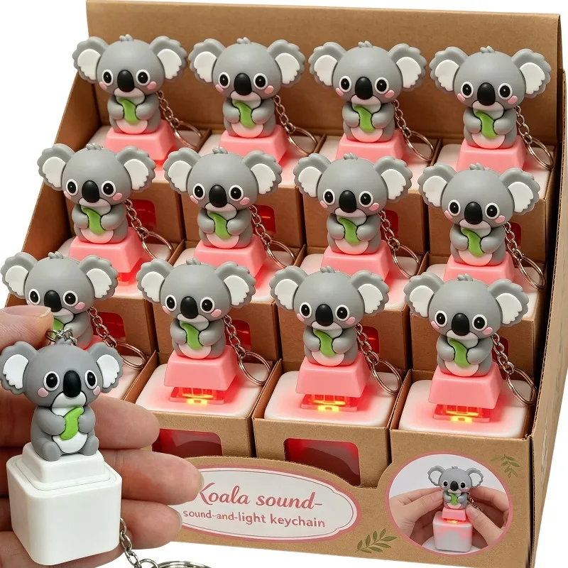 Funny Koala LED Light Sound Keychain Abstract Keyboard Clicker Animals Sound Keyrings Creative Adults Stress Relief Pendants