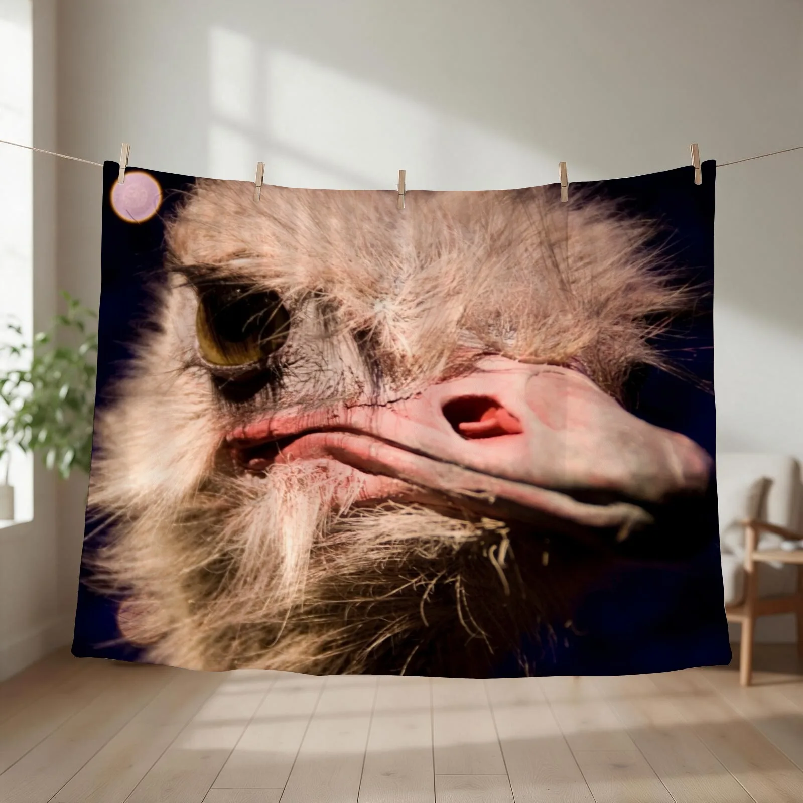 Ostrich Throw Blanket couch cozy soft plush fuzzy picnic outdoor blanket
