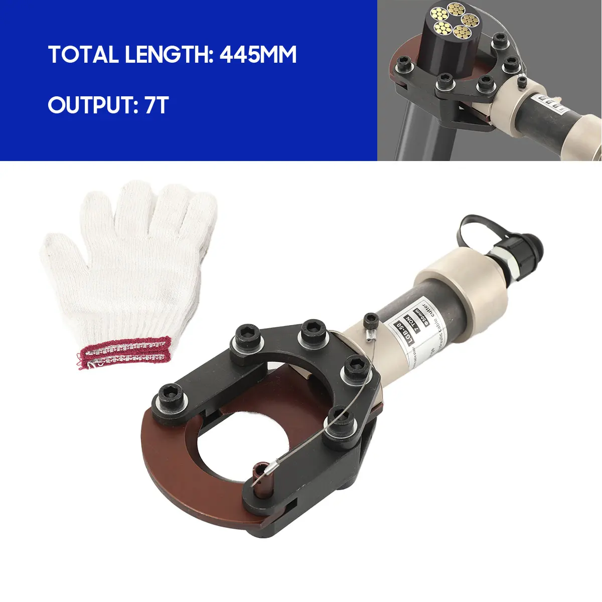 

Гидравлический кабелерез 7T ACSR CPC-50H, диапазон резки 50 мм, усилие 90 кН