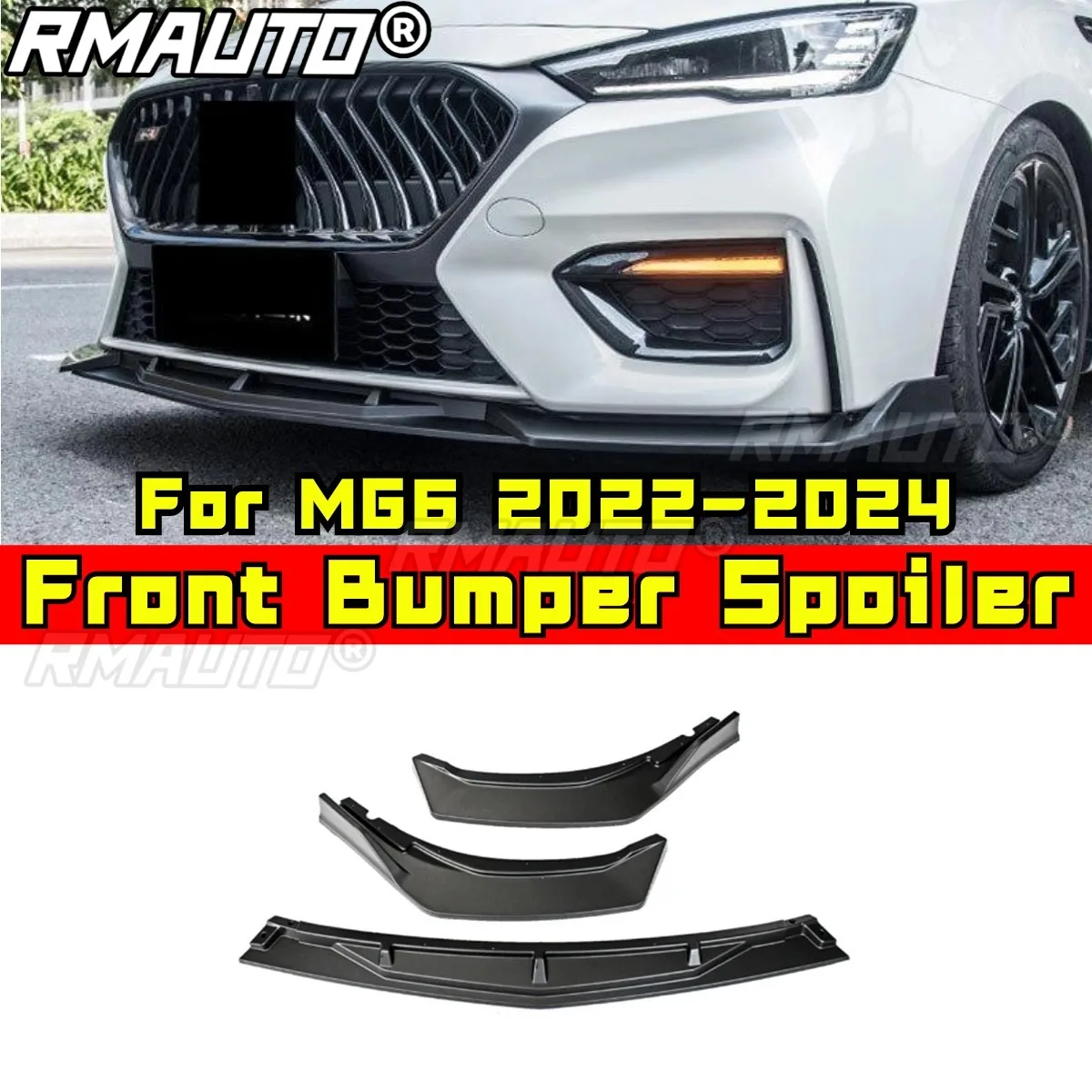 

For Morris Garages MG6 2020-2024 Car Accessories Front Bumper Lip Splitter Diffuser Spoiler Bumper Lip Protector Exterior Part