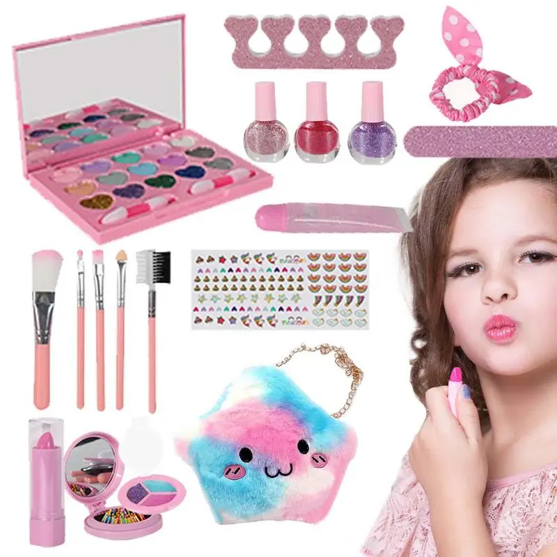 Juego de maquillaje de juguete para niñas, maquillaje lavable para niños pequeños, juego de juguetes para niñas, juego de juguetes para niñas, juego de cosméticos de maquillaje para niños