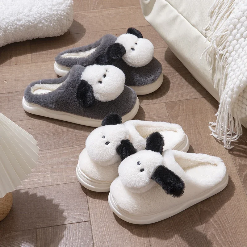 Chinelos macios femininos casa bonito dos desenhos animados casual inverno designer sapatos senhoras casa plana elegante pelúcia moda calçados tamanho grande