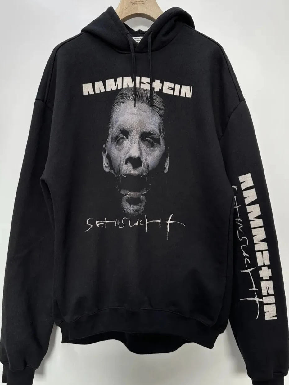 

Толстовка-худи в стиле панк, свободного кроя, с удлиненными рукавами, теплая, комфортная, из хлопка и полиэстера, с принтом, повседневная, уличная одежда