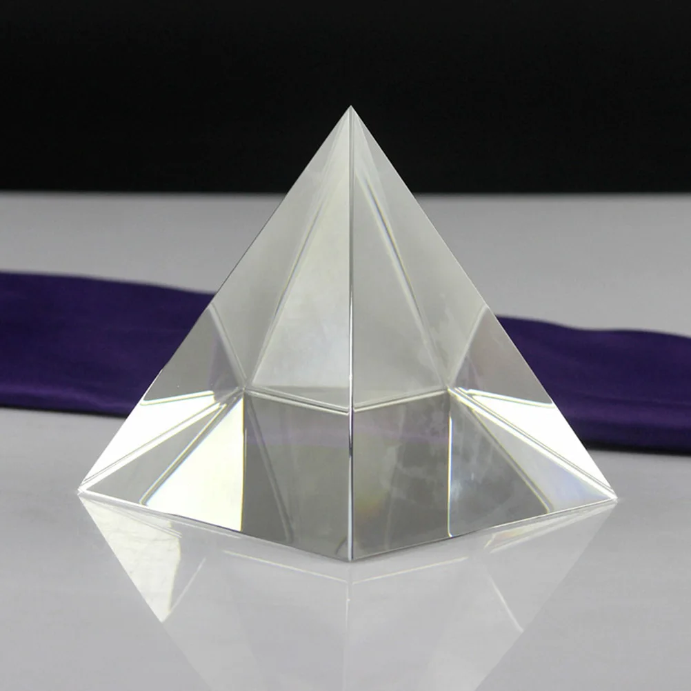 

1Pcs Four Sides Glass Crystal Pyramid 100mm Rainbow Prism Home Decor Desk Ornament Optical Effect Meditation Desk Ornament
