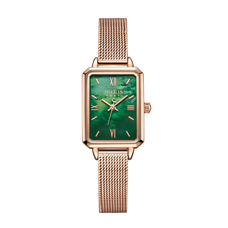 JULIUS Watch JA-1255 Slim Women Green Watch Leather Band Stylish Trendy Wristwatch For Ladies Dropshipping