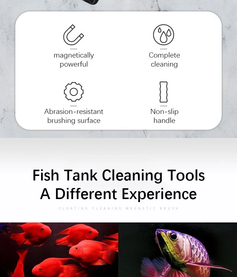 Neues Magnetbürsten-Reinigungswerkzeug, starke Saugkraft, Verglasungspeeling, leicht zu reinigen, doppelseitiger Doppelseitiger Aquarium-Aquarium-Tankwäscher – Detail 2
