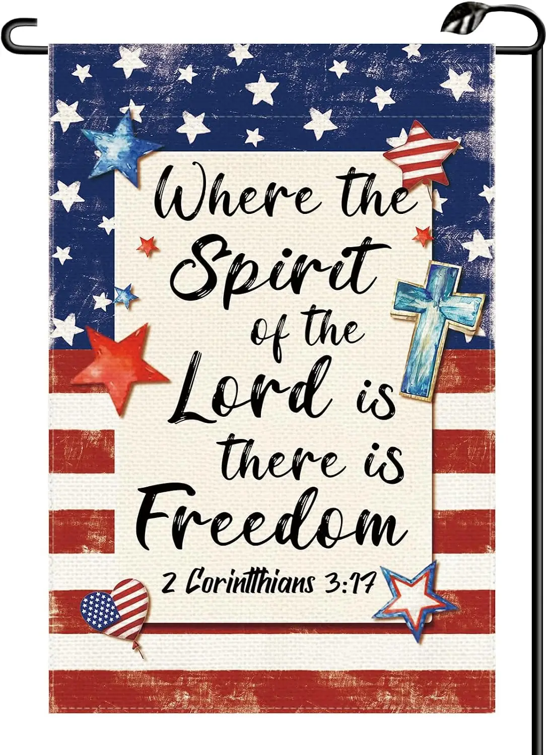 Patriotic Christian Religious Garden Flag 12x18 Inch Vertical Double Sided 4th of July Jesus Faith Small Flags Farmhouse Out uui